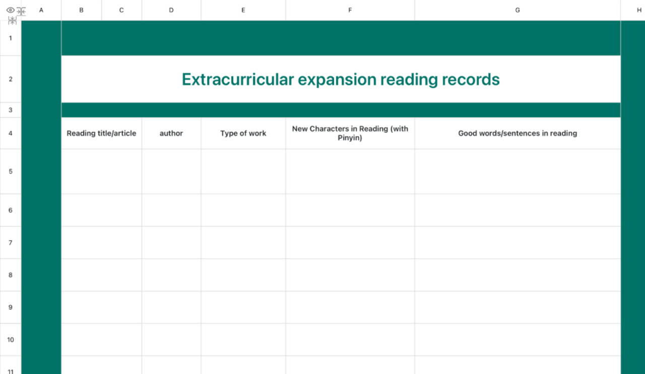 Extracurricular extended reading record 1